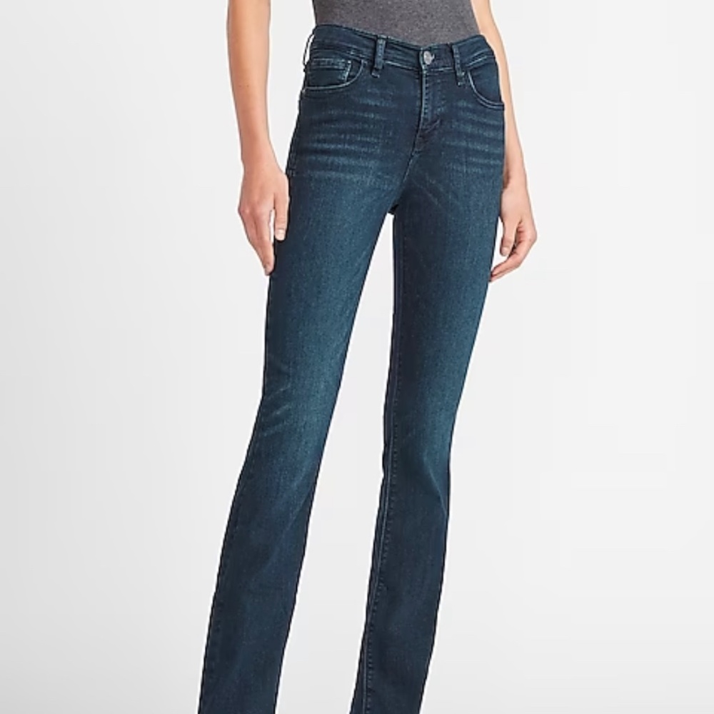 Brand New  Express Woman’s Jeans Size 12 R Barely Boot Mid Rise NWT Dark Wash